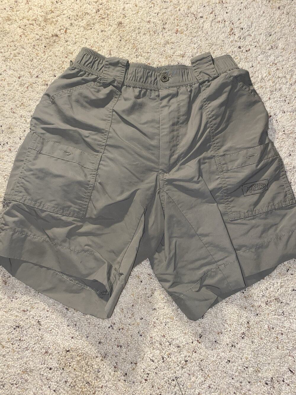 AFTCO Mens Fishing Shorts Size 28 Gray Nylon Cargo Outdoor Hiking Angler Pants